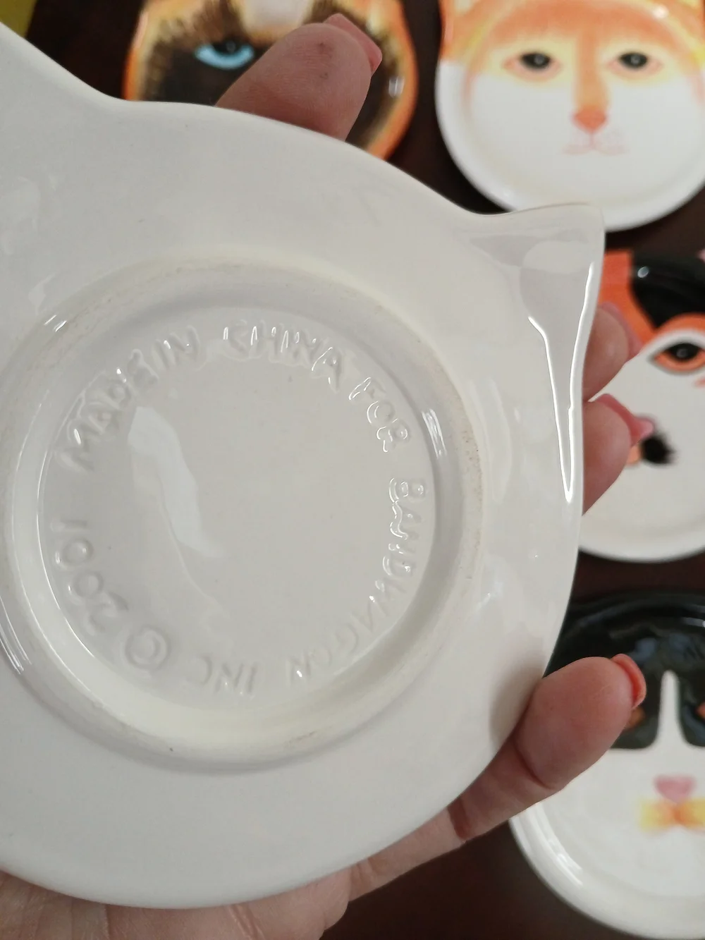 Vintage Cat Face Ceramic Coasters/Trinket Dishes - Set of 6
